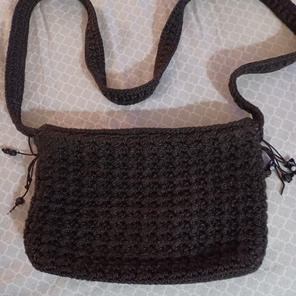 The Sak Crochet Black  Shoulder Bag Purse 11 x 7 x 2 East West. - Picture 2 of 6